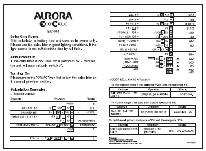 Handleiding Aurora EC404 Rekenmachine