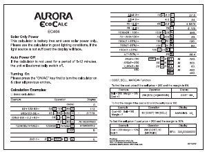 Bruksanvisning Aurora EC404 Räknemaskin