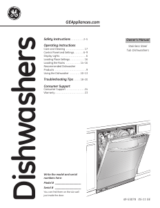 Manual GE GDWT668V00SS Dishwasher