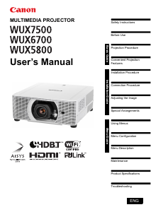 Handleiding Canon WUX7500 Beamer