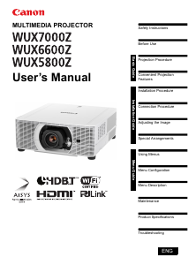 Handleiding Canon WUX5800Z Beamer
