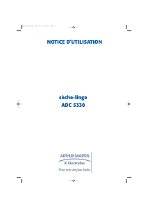 Mode d’emploi Arthur Martin-Electrolux ADC 5330 Sèche-linge
