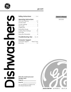 Manual GE GSC3500R20BB Dishwasher