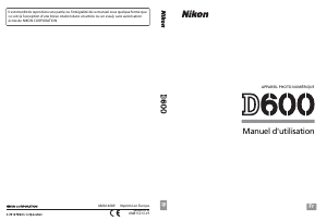 Mode d’emploi Nikon D600 Appareil photo numérique