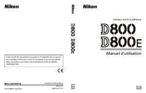 Mode d’emploi Nikon D800E Appareil photo numérique