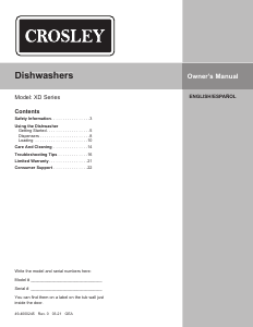 Manual Crosley XDF400PGN0BB Dishwasher