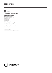 Manual Indesit DSRL 17B19 Dishwasher