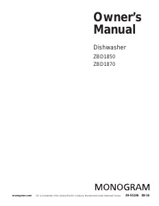 Manual Monogram ZBD1870N03SS Dishwasher