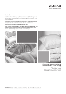 Bruksanvisning Asko T754CW-NOR Torktumlare