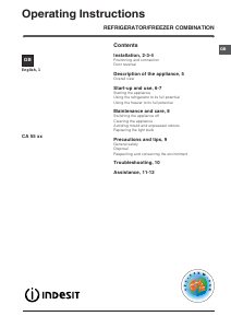 Handleiding Indesit CA 55 K (UK) Koel-vries combinatie