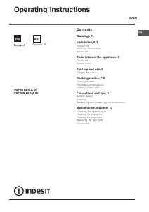 Manual Indesit 7OFIM 20 K.A (BK) Oven