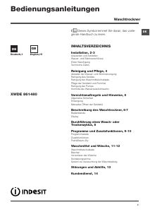 Bedienungsanleitung Indesit XWDE 861480X W DE Waschtrockner