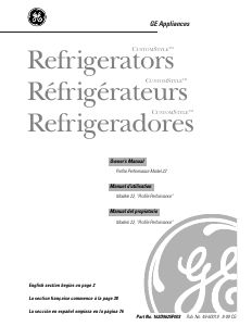 Mode d’emploi GE TNS22PRCARBS Réfrigérateur combiné