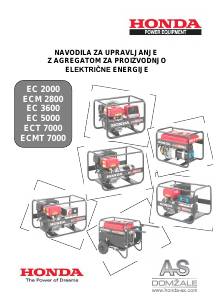 Priročnik Honda ECT 7000 Generator