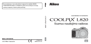 Vadovas Nikon Coolpix L820 Skaitmeninis fotoaparatas