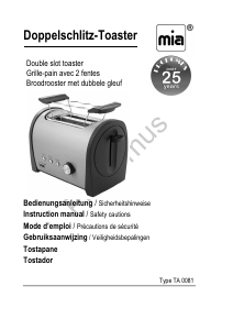 Bruksanvisning Mia TA 0081 Brödrost