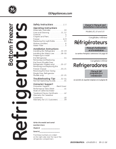 Mode d’emploi GE GNS22ESEBFSS Réfrigérateur combiné