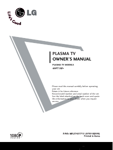 Manual LG 60PT1RF Plasma Television