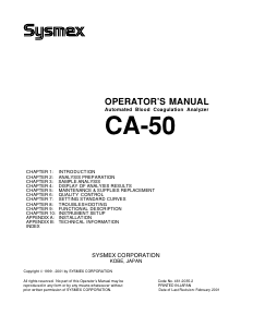 Handleiding Sysmex CA-50 Hematologiesysteem