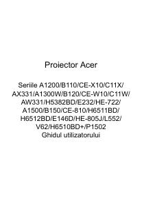 Manual Acer A1500 Proiector
