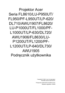 Instrukcja Acer FL8610 Projektor