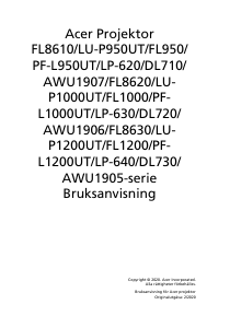 Bruksanvisning Acer FL8620 Projektor