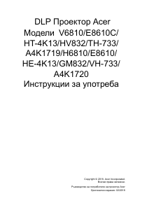 Наръчник Acer GM832 Проектор