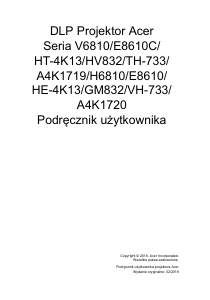 Instrukcja Acer GM832 Projektor