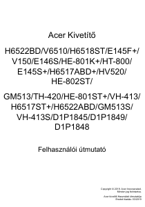 Használati útmutató Acer H6522ABD Vetítő