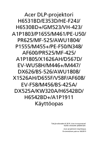 Käyttöohje Acer H6542BD Projektori