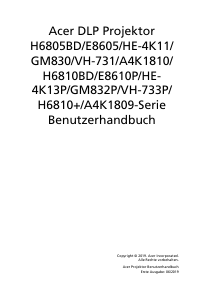 Bedienungsanleitung Acer H6810BD Projektor