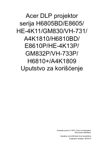 Priručnik Acer H6810BD Projektor