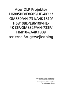 Brugsanvisning Acer H6810BD Projektor