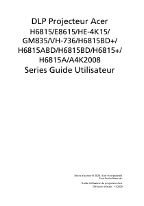 Mode d’emploi Acer H6815BD Projecteur