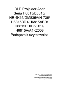 Instrukcja Acer H6815BD Projektor