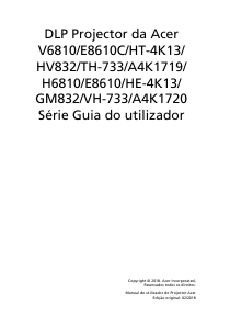 Manual Acer HV832 Projetor