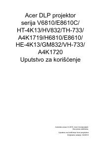Priručnik Acer HV832 Projektor