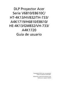 Manual de uso Acer HV832 Proyector