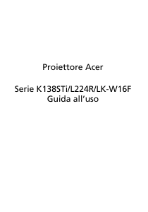 Manuale Acer K138STi Proiettore