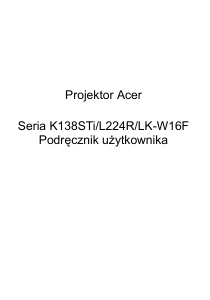 Instrukcja Acer K138STi Projektor