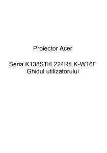 Manual Acer K138STi Proiector