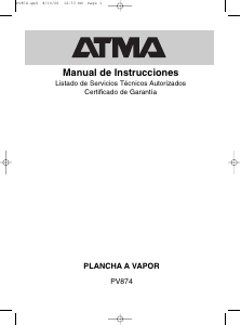 Manual de uso Atma PV 874 Plancha