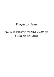 Manual de uso Acer K138STi Proyector
