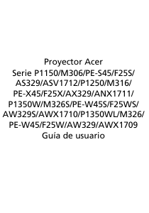 Manual de uso Acer P1150 Proyector