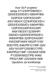 Priručnik Acer P1155 Projektor
