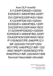 Használati útmutató Acer P1255 Vetítő