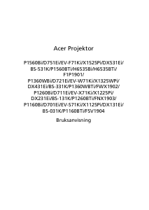 Bruksanvisning Acer P1260BTi Projektor