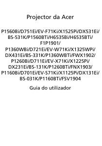 Manual Acer P1260Bi Projetor