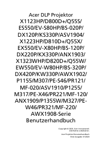Bedienungsanleitung Acer P1355W Projektor