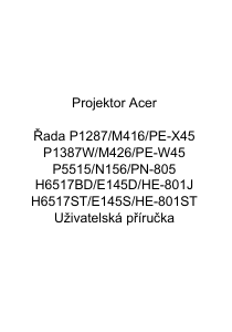 Manuál Acer P1387W Projektor
